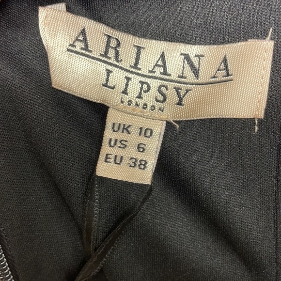 Ariana Lipsy London Black Beige  Satin Dress Size 6 - Picture 8 of 8